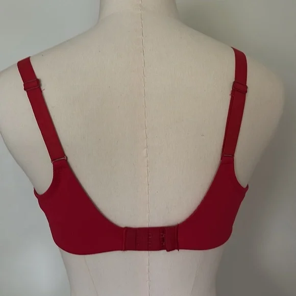 Chantelle EasyFeel Floral Touch Red Mesh and Lace Bra 34B - Picture 7 of 11